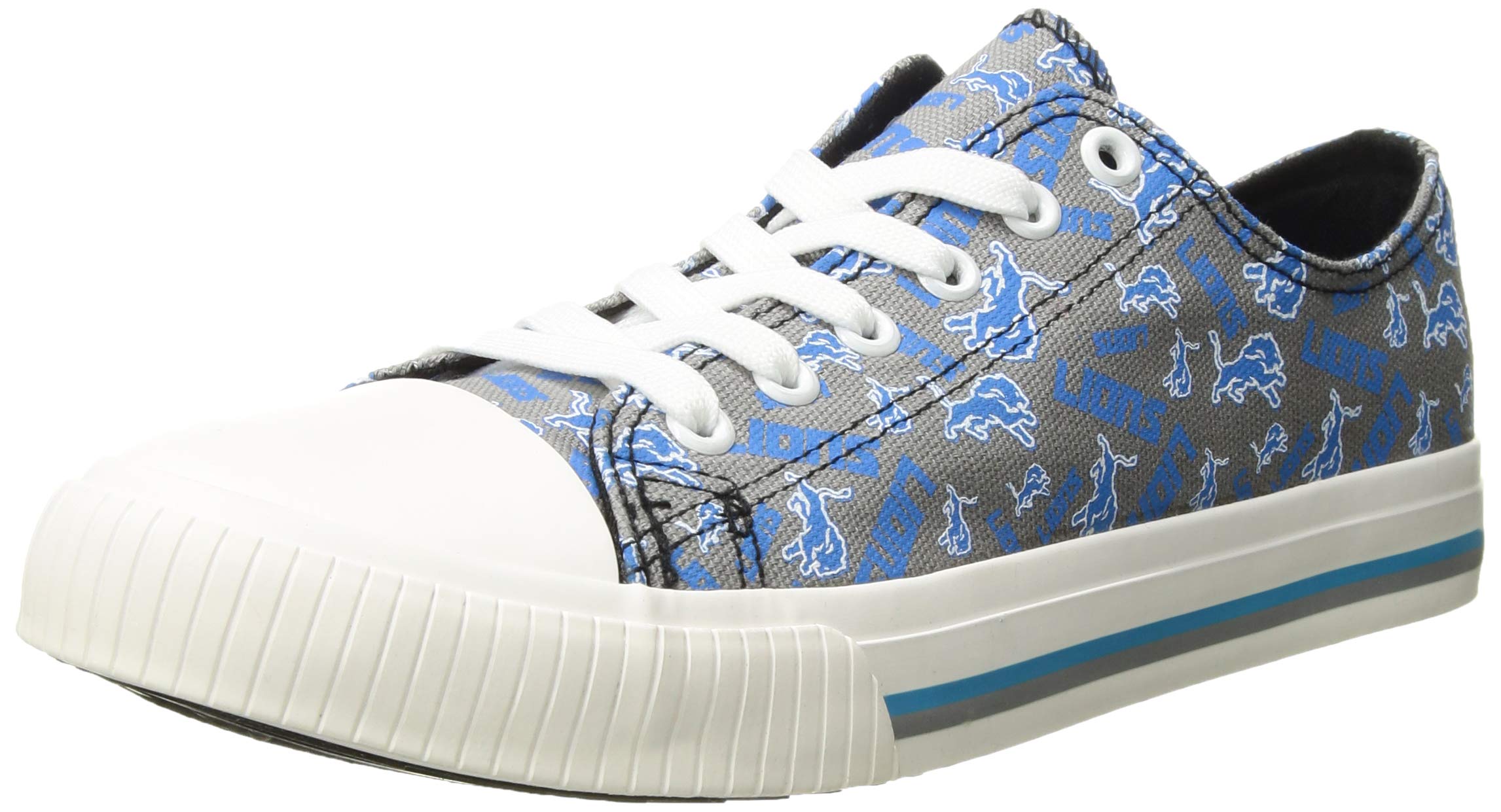 FOCO Detroit Lions NFL Womens Glitter Low Top Canvas Shoes - 10