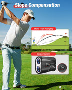 Range Finder Golf Rangefinder With Slope - 1200 Yards Laser Range Finder With Flag Lock, Vibration, 7X Magnification, Rechargeab