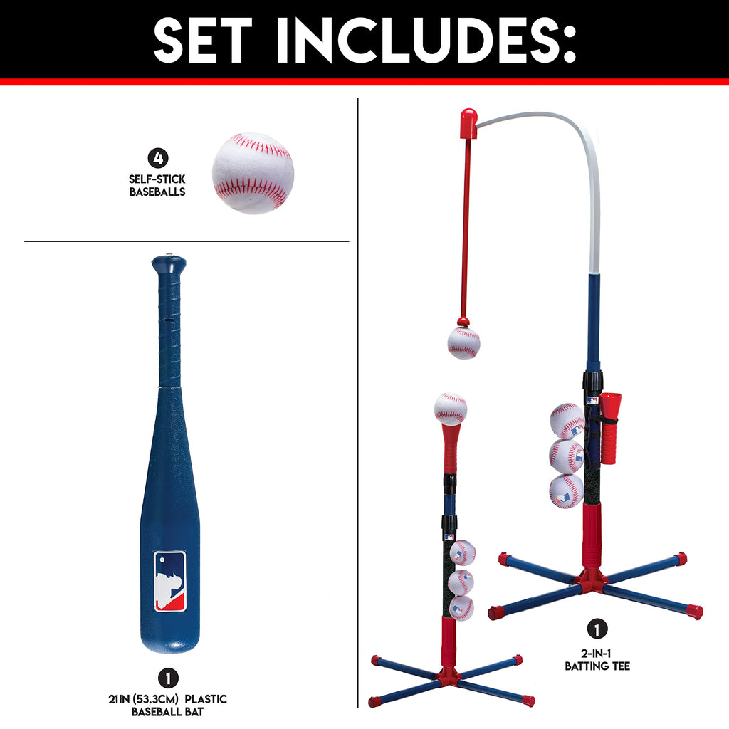 Franklin Sports Kids Batting Tee - Mlb 2-In-1 Grow-With-Me - Adjustable Youth Hitting Tee - Perfect For Teeball And Baseball, Mu