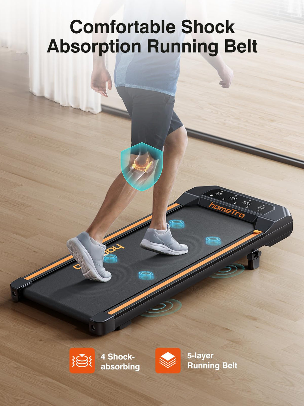 Walking Pad With 7% Incline,2.5Hp Compact Treadmill For Home/Office,0.5-5 Mph Portable Under Desk Treadmills 300Lbs Capacity For