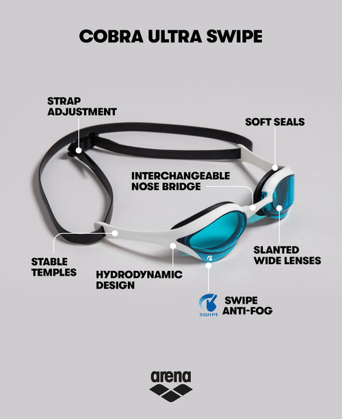ARENA Unisex Cobra Ultra Swipe Racing Swim Goggles for Men and Women Swipe Anti-Fog Technology Polycarbonate Mirror Lens, Gold/R