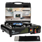 Jo Chef Butane Camping Stove - 9,500 Btu Portable Gas Stove For Camping/Road Trips With Windshield, Csa Certified, Brass Burner,