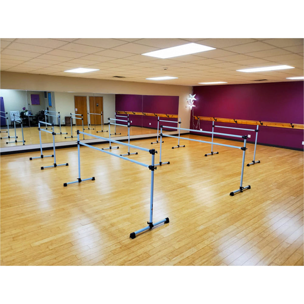 Vita Barre Portable Freestanding Double Ballet Barre, Prodigy, 5 Ft Bars, Satin Silver  Adjustable Height, Usa Made, Home Or Gym