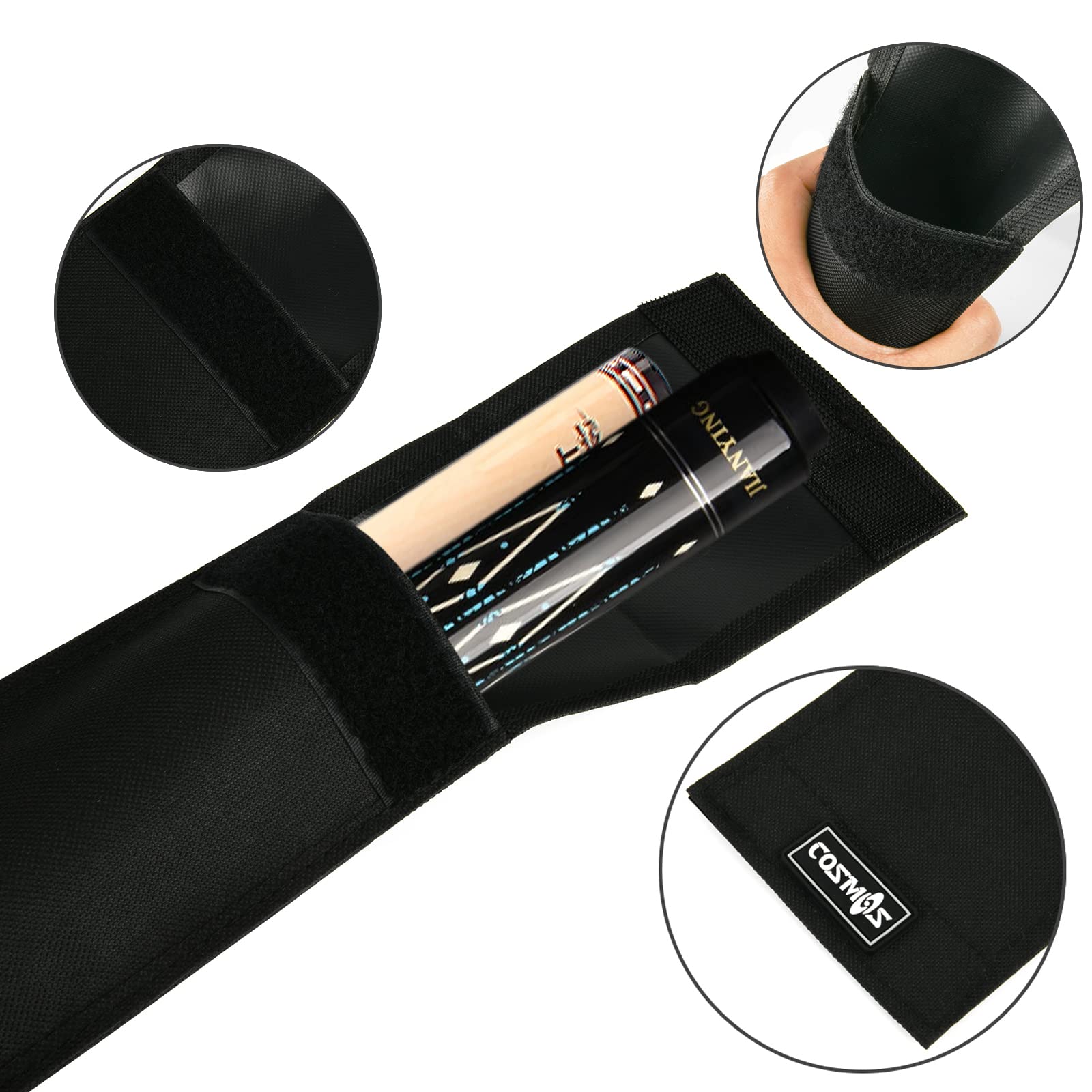 Cosmos Black Color Cue Case Carrying Bag For 1/2 Billiard Stick Storage, 32 Inches