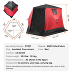 Vevor Pop Up Ice Fishing Tent, 4-6 Person Large Insulated Shelter, 87X79X78 50Sq Ft Fishing Area, Portable Hub-Style Shanty For
