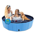 CACSPS Foldable Dog Pool, 71  x 12  Large Kiddie Pool with Hard Plastic, Non-Slip Dog Bath Tub for Outdoor Backyard, Collapsible