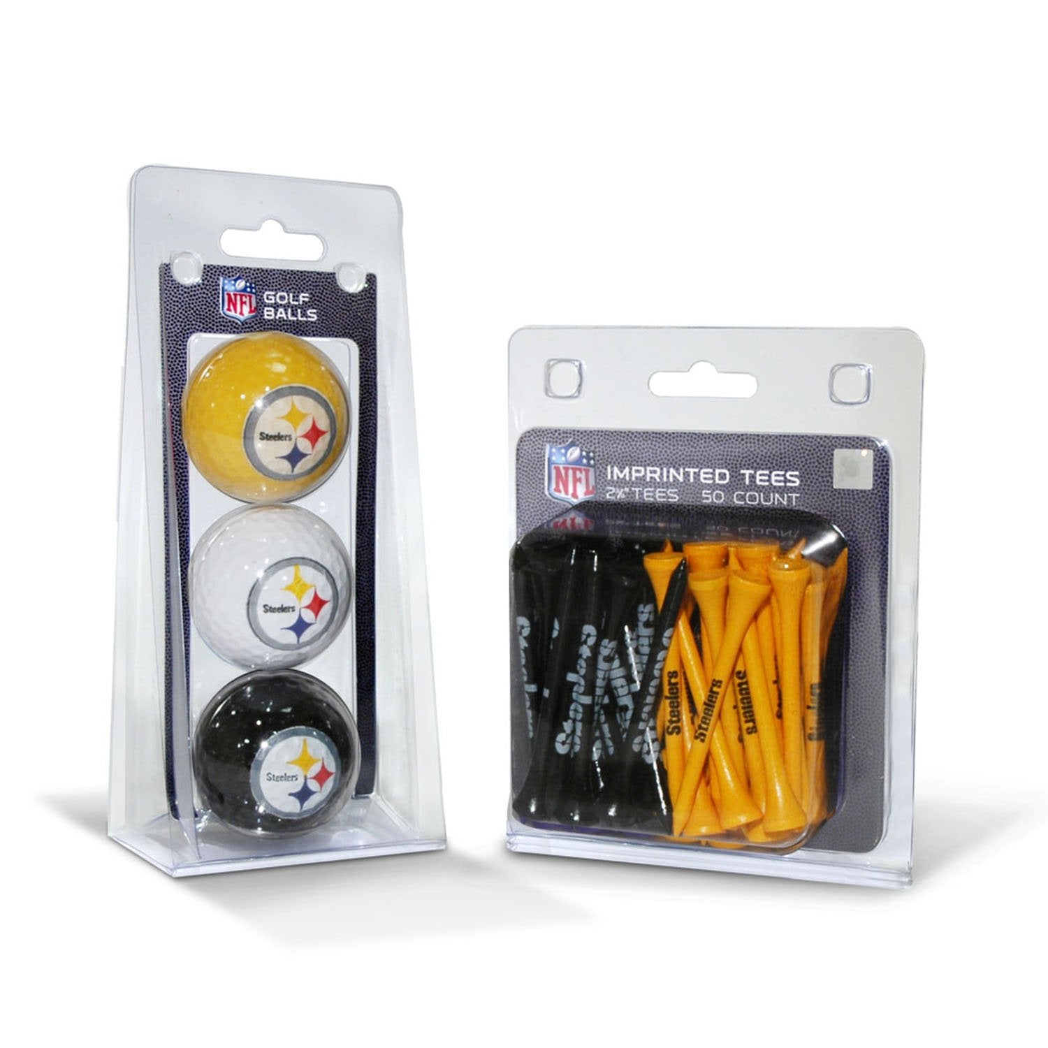 Team Golf Nfl Pittsburgh Steelers 3 Golf Balls And 50 Golf Tees Logo Imprinted Golf Balls (3 Count) & 2-3/4'' Regulation Golf Te