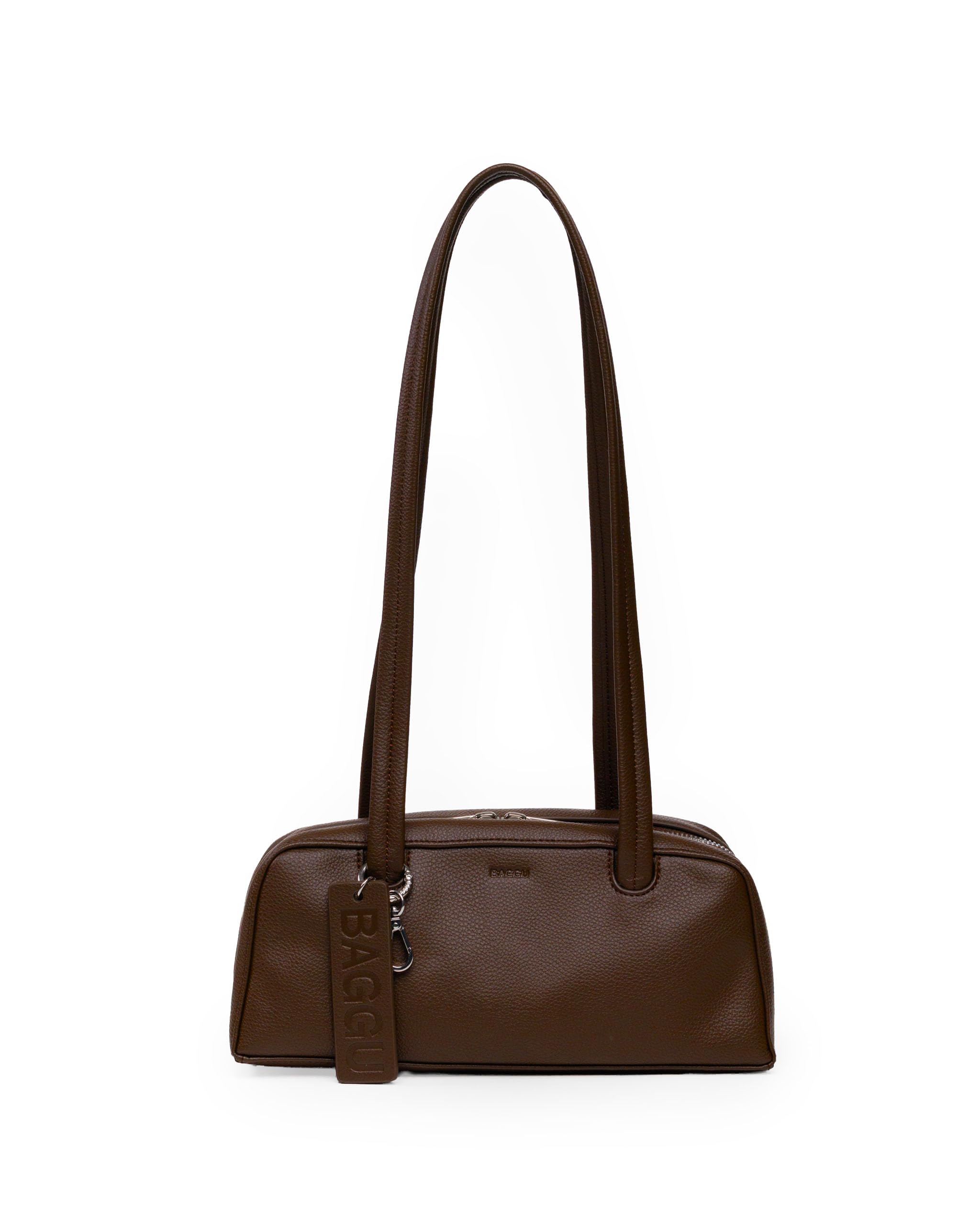 BAGGU Small Recycled Leather Bowler Bag - Brown