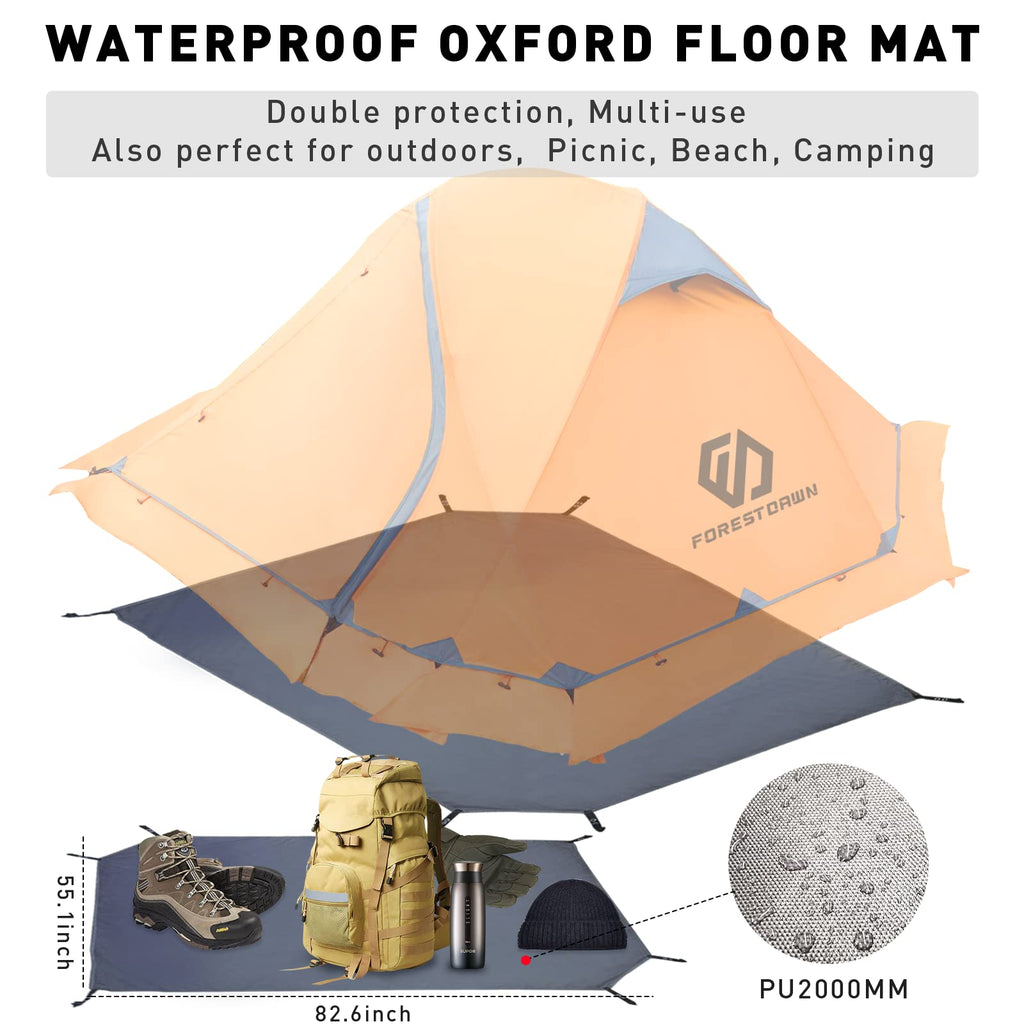 Forestdawn Camping Tent For 2 Person With 3 Aluminum Alloy Poles,Waterproof Windproof 4 Season Tent,Double Layer,Easy Setup,Prof