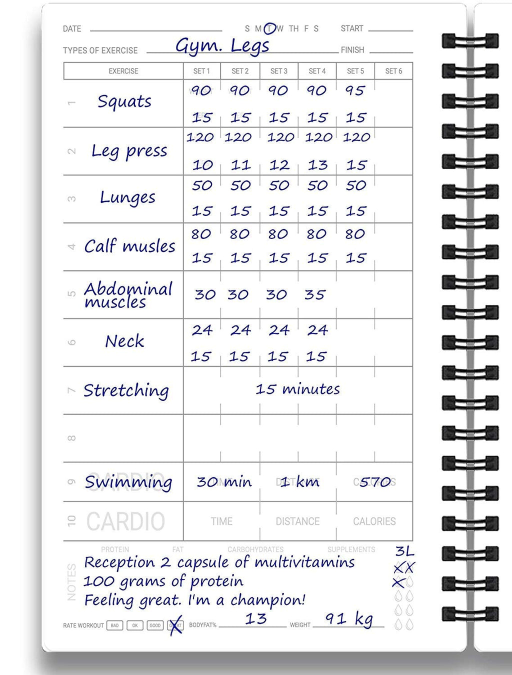 Undated Fitness Log Book & Workout Planner - Designed By Experts Gym Notebook, Workout Tracker, Exercise Journal For Men Women