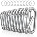 Sprookber 3'' Aluminum Carabiner D Ring, Caribeenerclips, Spring Snap Hookfor Keychain Clip,Set Of 10 (Silver)