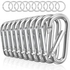 Sprookber 3'' Aluminum Carabiner D Ring, Caribeenerclips, Spring Snap Hookfor Keychain Clip,Set Of 10 (Silver)
