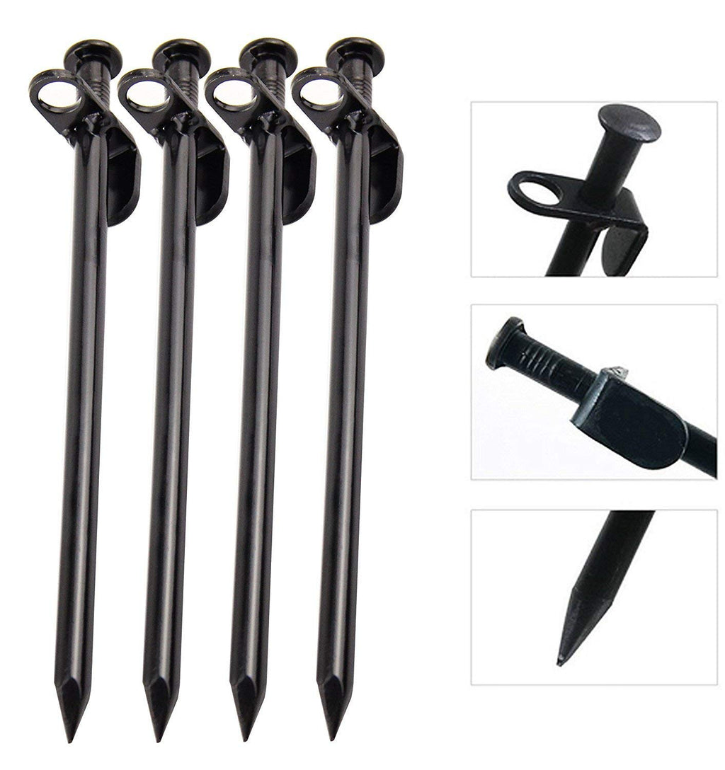 Ium? 10-Pack Tent Stakes, Black / 11.8Inch Heavy Duty Camping Stakes With Oxford Fabric Pouch, Unbreakable And Inflexible Steel