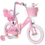 Glaf Girls Bike For Toddlers And Kids Ages 3-6 Years Old 12-16 Inch Girls Bike With Training Wheels & Basket & Doll Seat Kids Bi