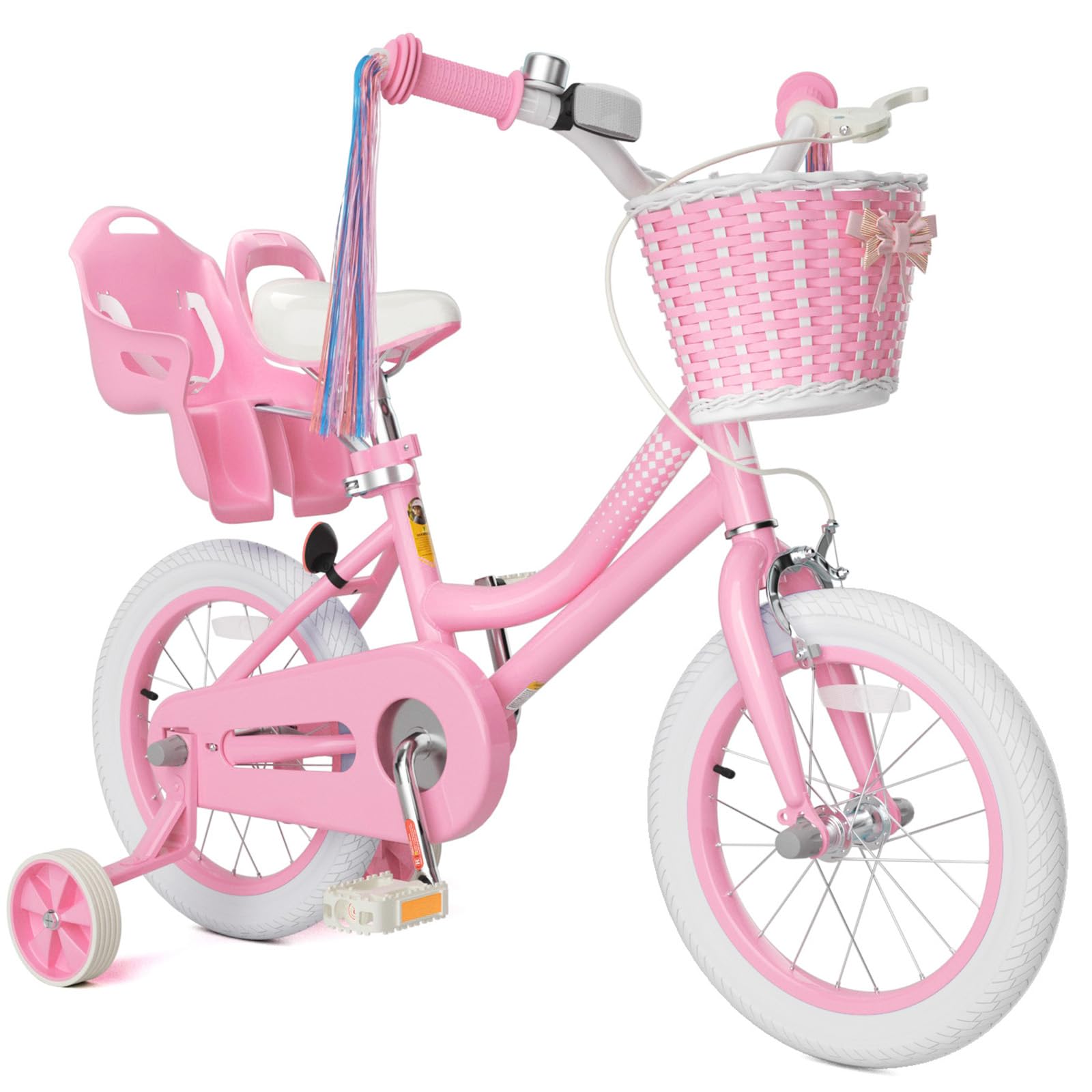 Glaf Girls Bike For Toddlers And Kids Ages 3-6 Years Old 12-16 Inch Girls Bike With Training Wheels & Basket & Doll Seat Kids Bi