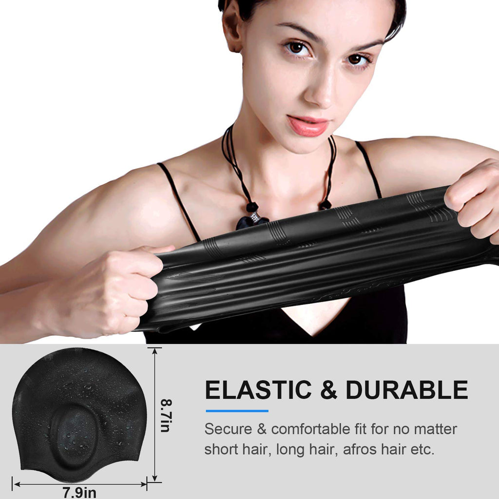 Swimming Cap, Silicone Swim Cap For Women Men, Durable Non-Slip Waterproof Swim Cap Protect Ears, Long Hair For Adults, Older Ki