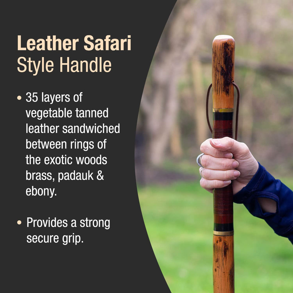 Brazos Rustic Wood Walking Stick, Hickory, Traditional Safari Style Handle, For Men & Women, Made In The Usa, 58'' Natural