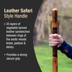 Brazos Rustic Wood Walking Stick, Hickory, Traditional Safari Style Handle, For Men & Women, Made In The Usa, 58'' Natural