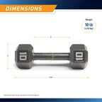 Marcy Pro TSA Hex 10 Pound Home Gym Iron Free Weight Single Dumbbell, Black (1)