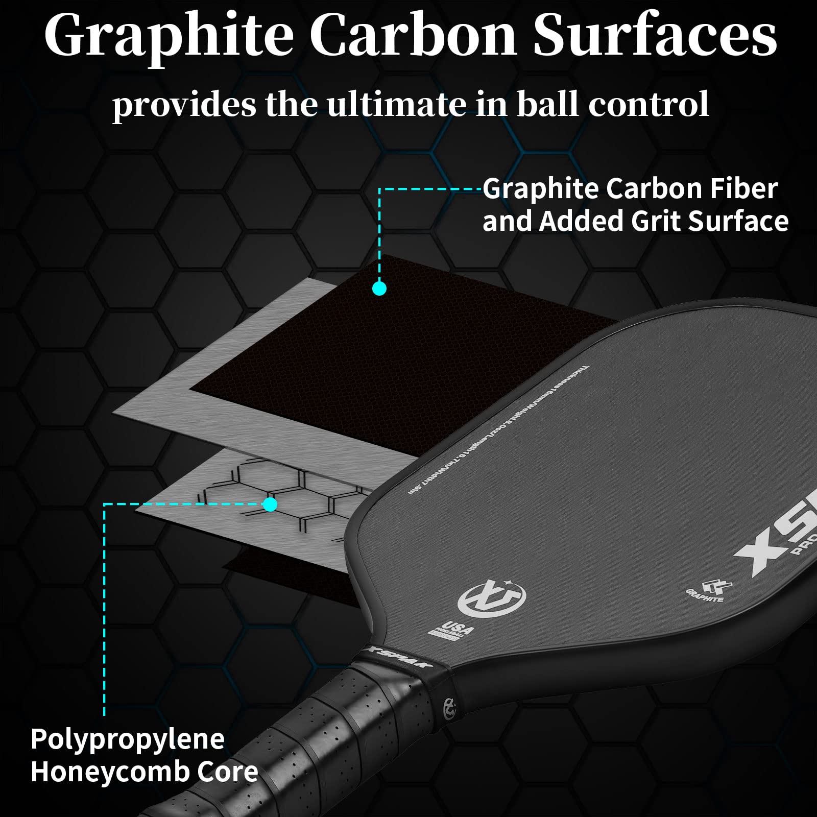 Xs Xspak Carbon Fiber Pickleball Paddle - Tournament Edition - World Champion Surface Technology Options Pickleball Racket - Usa
