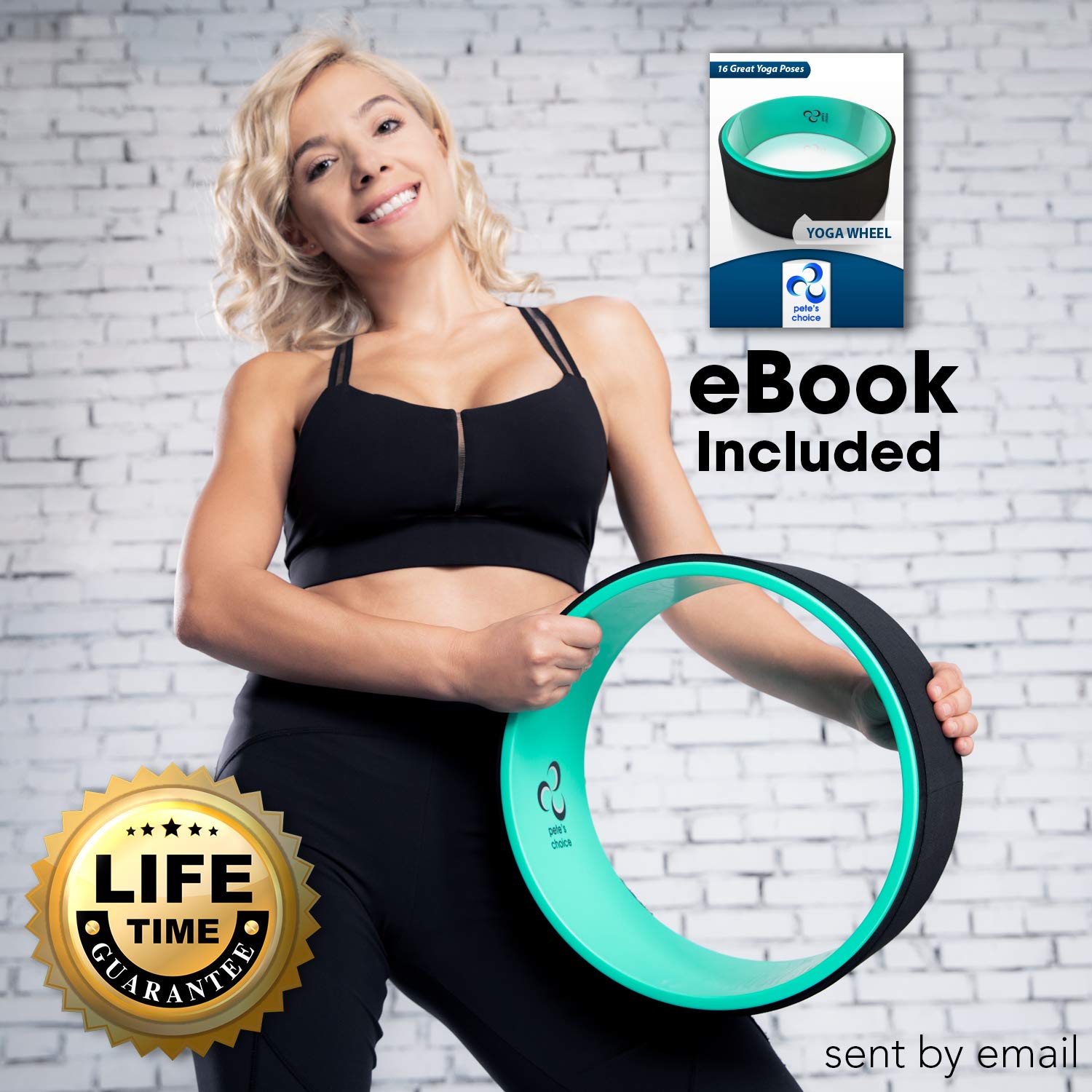 Yoga Wheel With Ebook & Yoga Strap - Comfortable & Durable Yoga Balance Accessory  Increase Flexibility  Ideal Home Yoga Kit I I