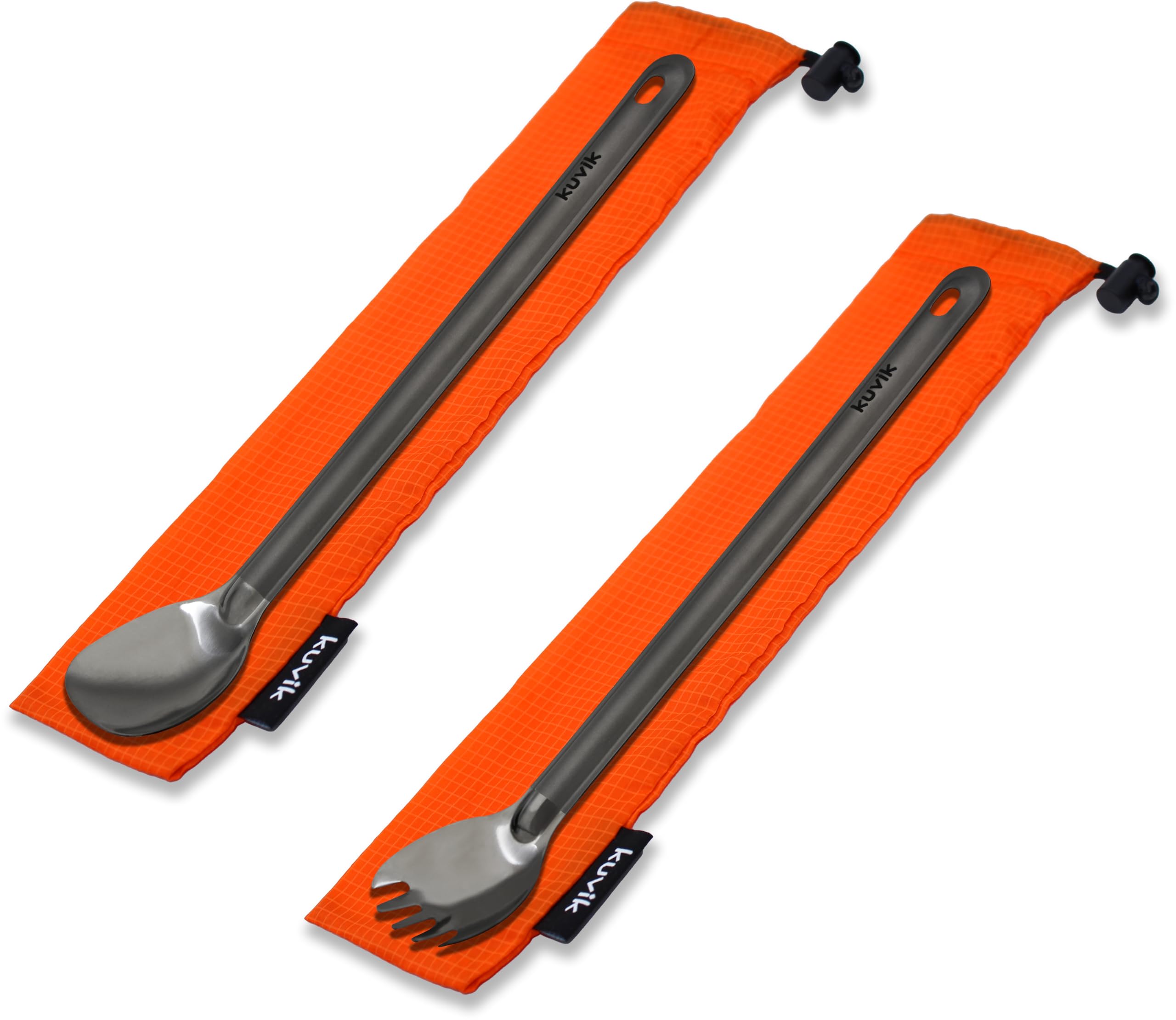 Kuvik Titanium Spoon/Spork 2-Pack - Ultralight And Compact For Camping And Hiking