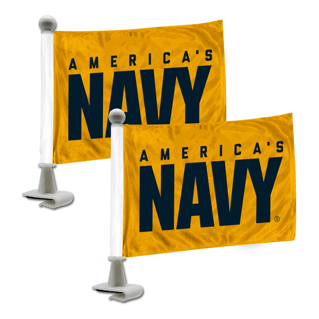 Fanmats 61855 U.S. Navy Ambassador Car Flags - 2 Pack Mini Auto Flags, 4In X 6In, Perfect For Hood Or Trunk