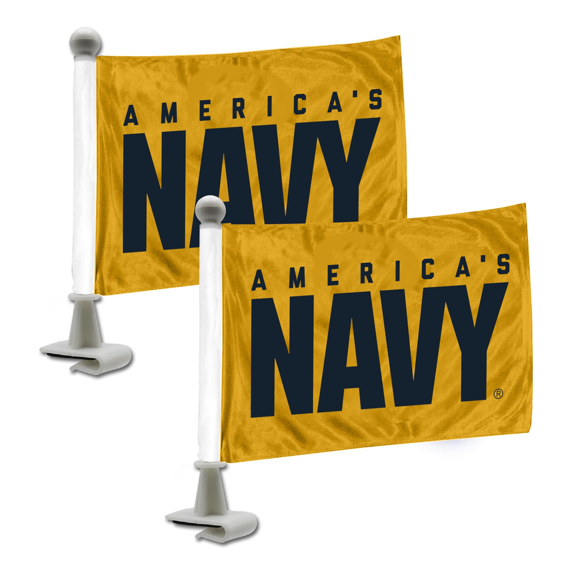Fanmats 61855 U.S. Navy Ambassador Car Flags - 2 Pack Mini Auto Flags, 4In X 6In, Perfect For Hood Or Trunk
