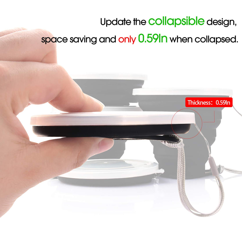 Me.Fan Silicone Collapsible Travel Cup - Silicone Folding Camping Cup With Lids - Expandable Drinking Cup Set Of 4- Portable, Gr