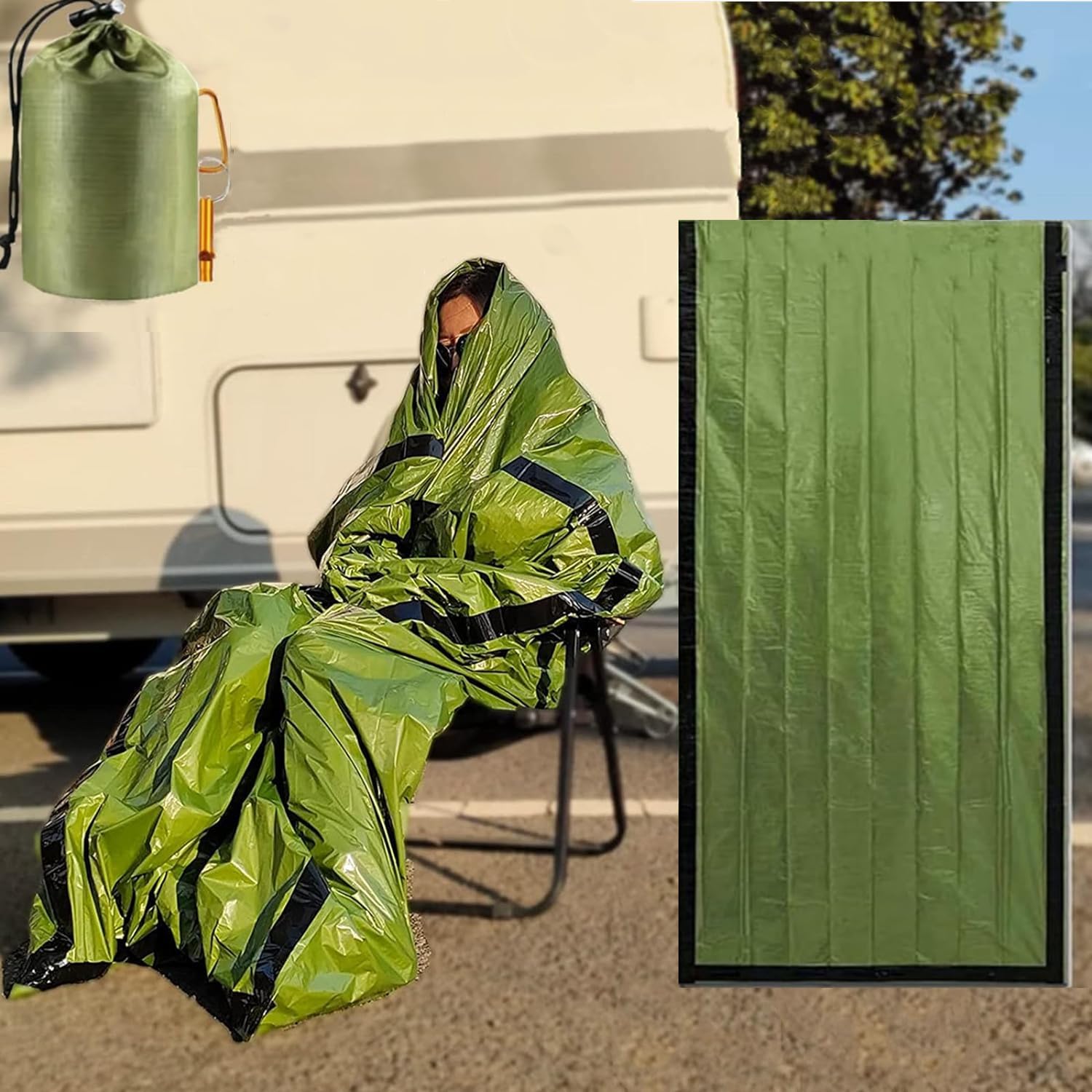 2Pcs Emergency Sleeping Bag, Lightweight Survival Sleeping Bags Thermal Bivvy Sack Emergency Blanket Survival Gear For Camping,