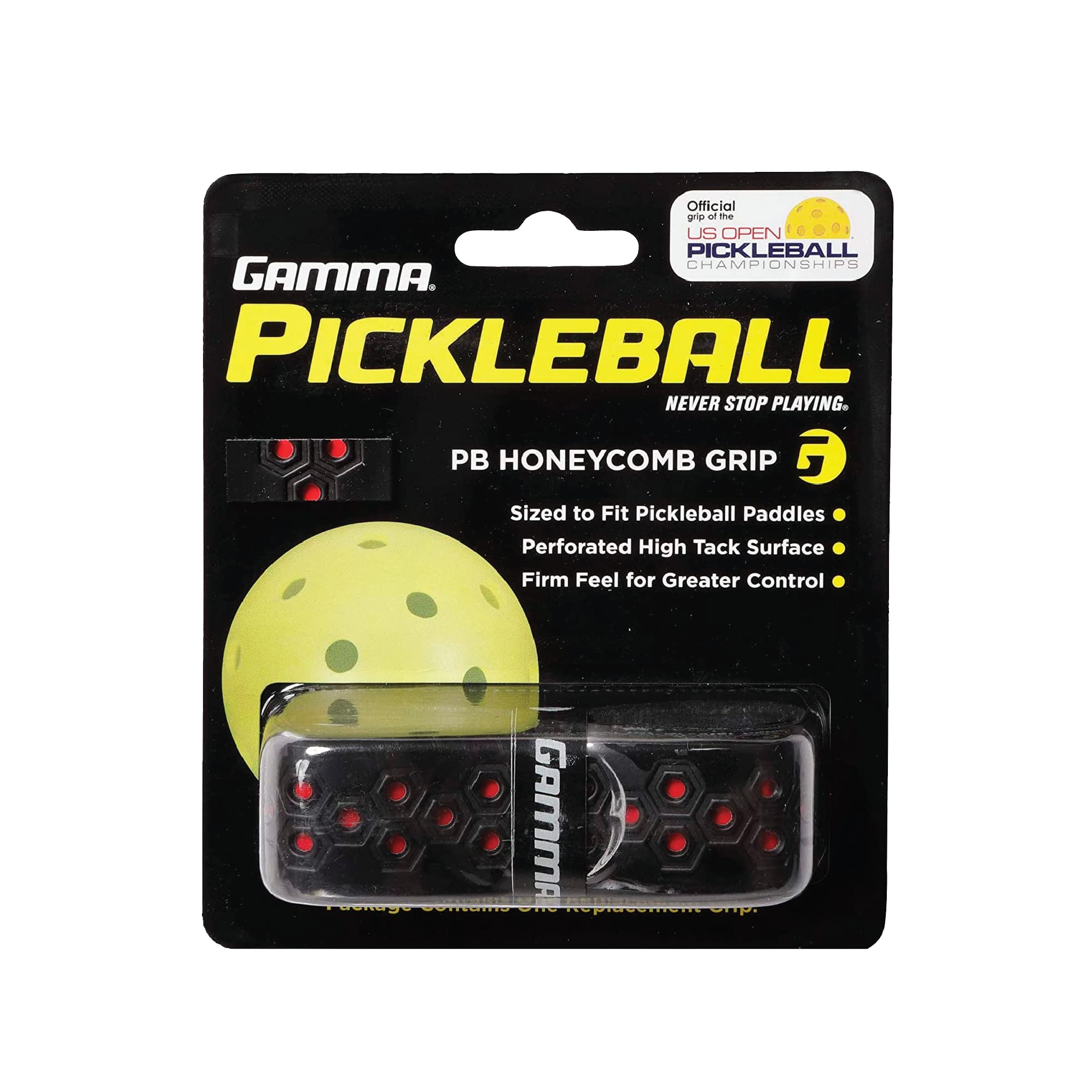 Gamma Sports   Pickleball Honeycomb-Cushion Grip For Pickleball Paddles, Black/Red