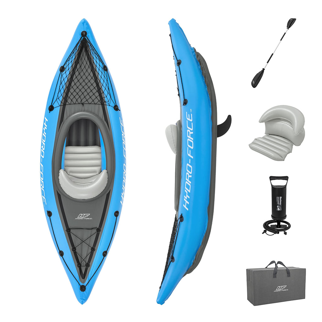Bestway Hydro Force Inflatable Kayak Set  Includes Seat, Paddle, Hand Pump, Storage Carry Bag  Great For Adults, Kids And Famili
