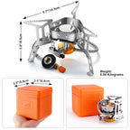 Odoland 3500W Windproof Camp Stove Camping Gas Stove With Windscreen, Fuel Canister Adapter, Piezo Ignition, Carry Case, Portabl