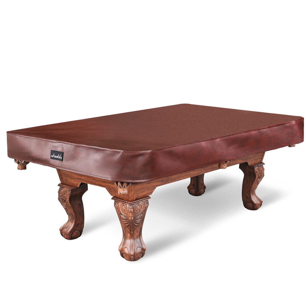 Shieldo Heavy Duty Leatherette Billiard Pool Table Cover,Waterproof&Tearproof Cover For Pool Table,7/8/9 Foot Fitted(8Ft/Brown)