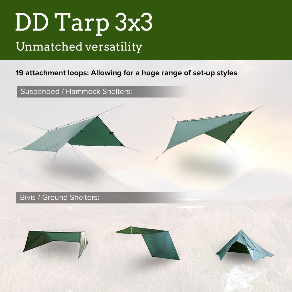 Dd Hammocks - Dd Tarp 3X3 - Coyote Brown (10Ft X 10Ft) - 100% Waterproof - Lightweight & Multifunctional Rainfly Tarp Tent Shelt