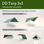Dd Hammocks - Dd Tarp 3X3 - Coyote Brown (10Ft X 10Ft) - 100% Waterproof - Lightweight & Multifunctional Rainfly Tarp Tent Shelt