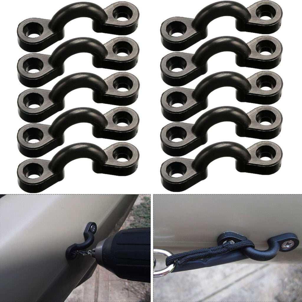 Borogo Kayak Pad Eye Kit, 10Pcs Nylon Bungee Deck Loops Tie Down Pad Eye With 20 Screws For Boat Kayak Deck Rigging Kit