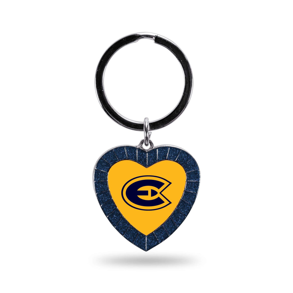 Rico Industries Ncaa Wisconsin-Eau Claire Blugolds Ncaa Rhinestone Heart Colored Keychain, Navy, 3-Inches In Length