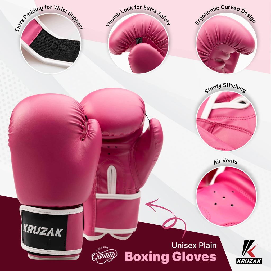 Kruzak Plain Focus Mitts And Boxing Gloves Set For Kickboxing And Muay Thai Mma Training - Fitness Kit With Punching Pads For Ma