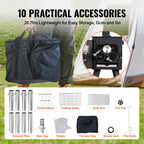 Vevor Camping Wood Stove Alloy Steel Camping Tent Stove, Portable Wood Burning Stove With Chimney Pipes & Gloves, 1400Infirebox