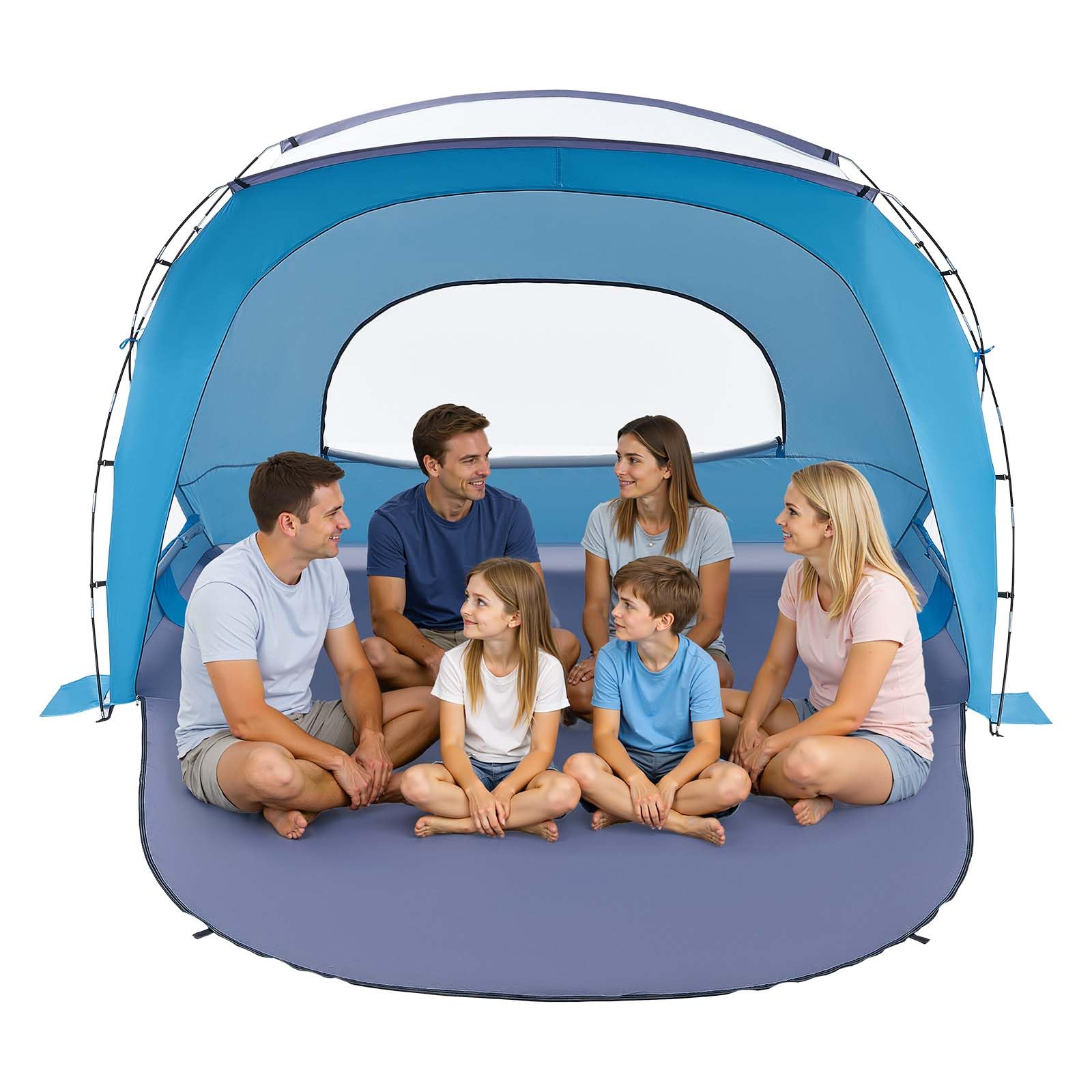 VEVOR Beach Tent Sun Shelter for 6 Person, UPF 50+ Protection, Portable Sun Shade Canopy with Carrying Bag & Sand Pockets, Light