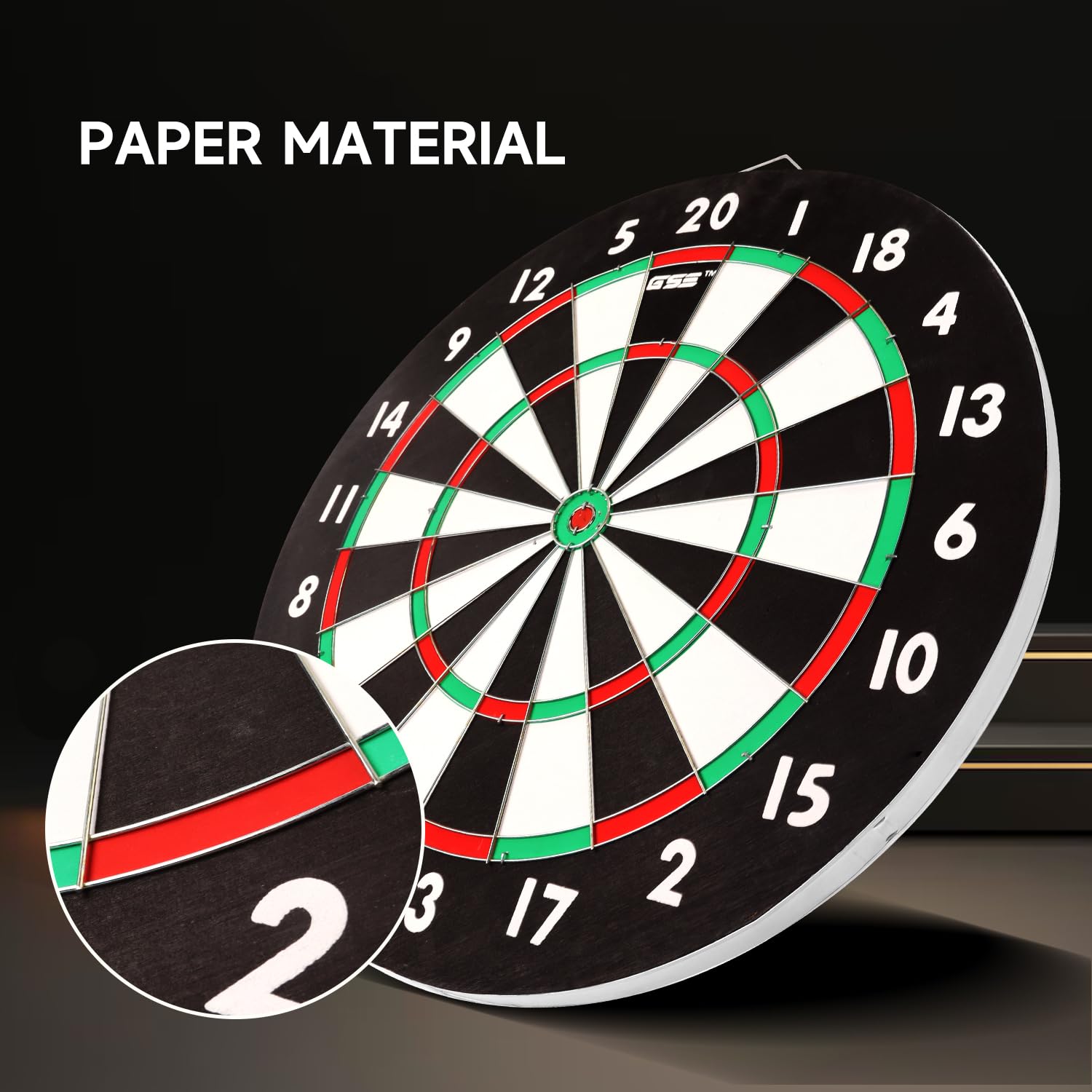 Gse 18'' Dartboard Game Set With Six 17G Steel Tip Darts, 2-In-1 Double Sided Bound Paper Baseball And Dart Board Games Set, Exc