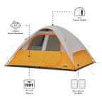 Core Tent 6 Person For Outdoor Family, Hiking, And Backpacking | Portable Dome Camp Tent With Storage Pockets For Camping Access