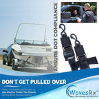 Wavesrx Boat & Pontoon Trailer Transom Straps (2Pk)  48'' Marine Tie Downs Adjustable Safety Straps  Outperforms Ratcheting & Re