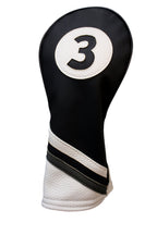 Golf Headcover Black And White Leather Style #3 Fairway Head Cover Fits Fairway Wood Clubs