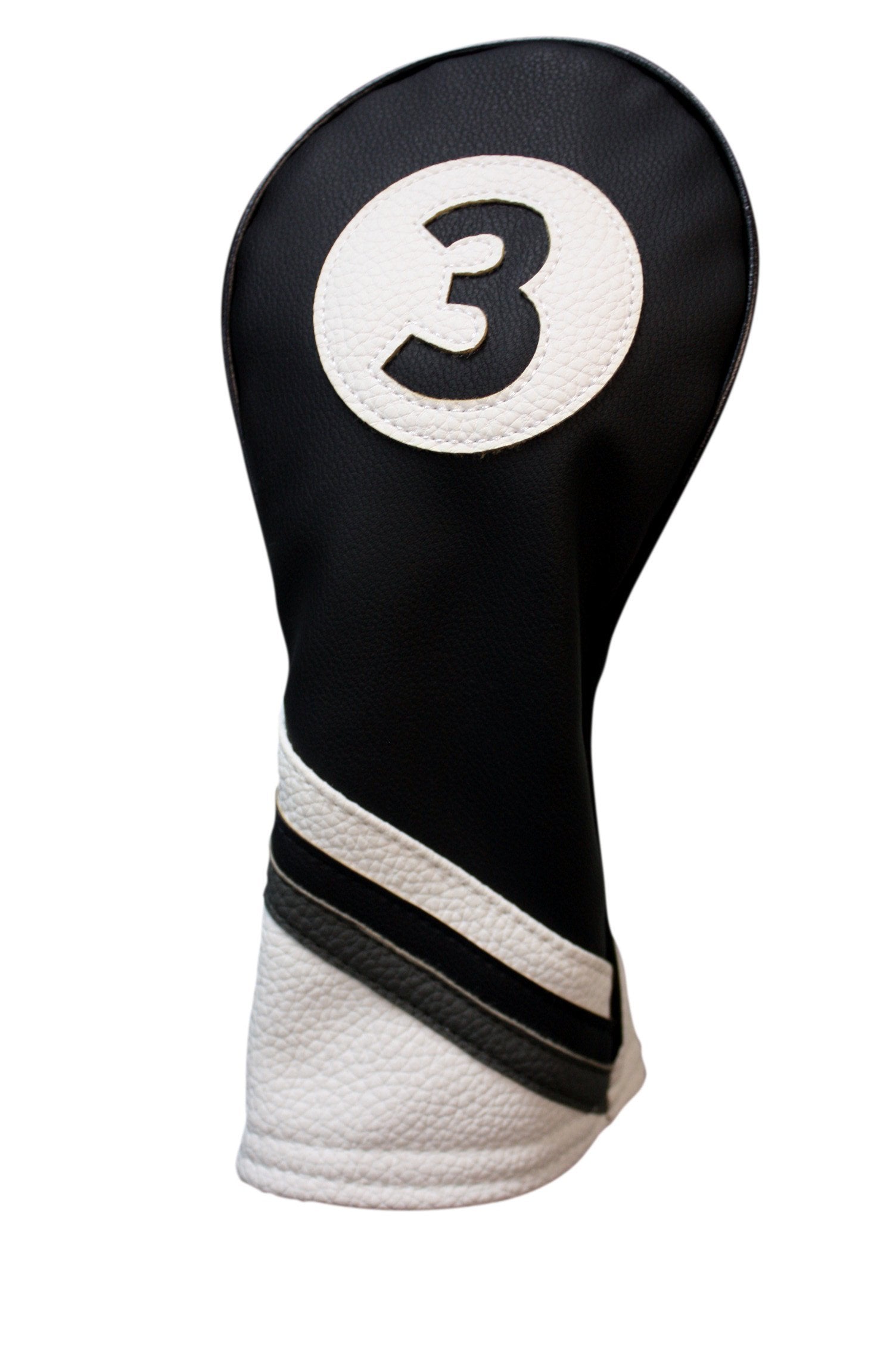 Golf Headcover Black And White Leather Style #3 Fairway Head Cover Fits Fairway Wood Clubs