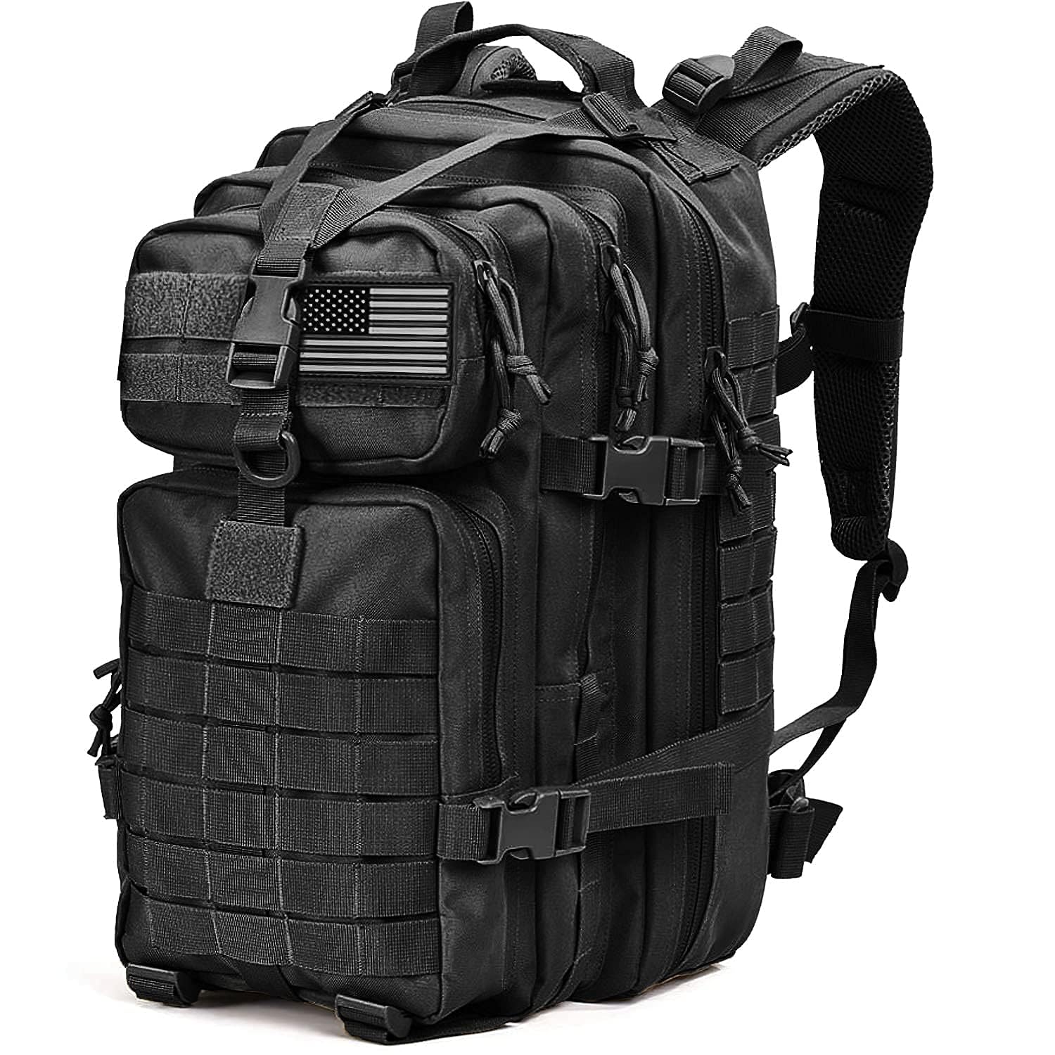 Tru Salute 45L Military Black Tactical Backpack Large Army 3 Day Pack Molle Bug out Bag Rucksack Backpack Military Black