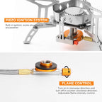 Odoland 3500W Windproof Camp Stove Camping Gas Stove With Fuel Canister Adapter, Piezo Ignition, Carry Case, Portable Collapsibl