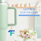 Letter Charm Accessories for Stanley Cup 1 PCS Cute Initial Keychain Handle Charm for Stanley Tumbler for Women Blue Letter F