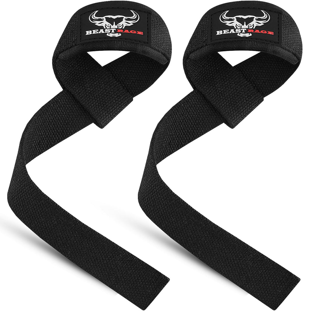 Beast Rage Lifting Straps For Weightlifting, Weight Lifting Straps Gym Power Workouts Lifting Wrist Straps Padded Cotton Men Wom
